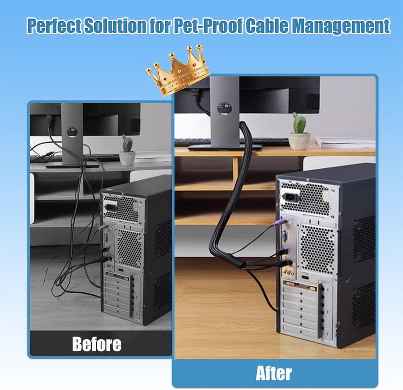 Wengus 1 inch Cord Protectors from Pets No Chew, 10ft Wire Protector Cord Covers for Pets, Flexible Cable Sleeve Cord Management for TV Computer Wires - Image 5